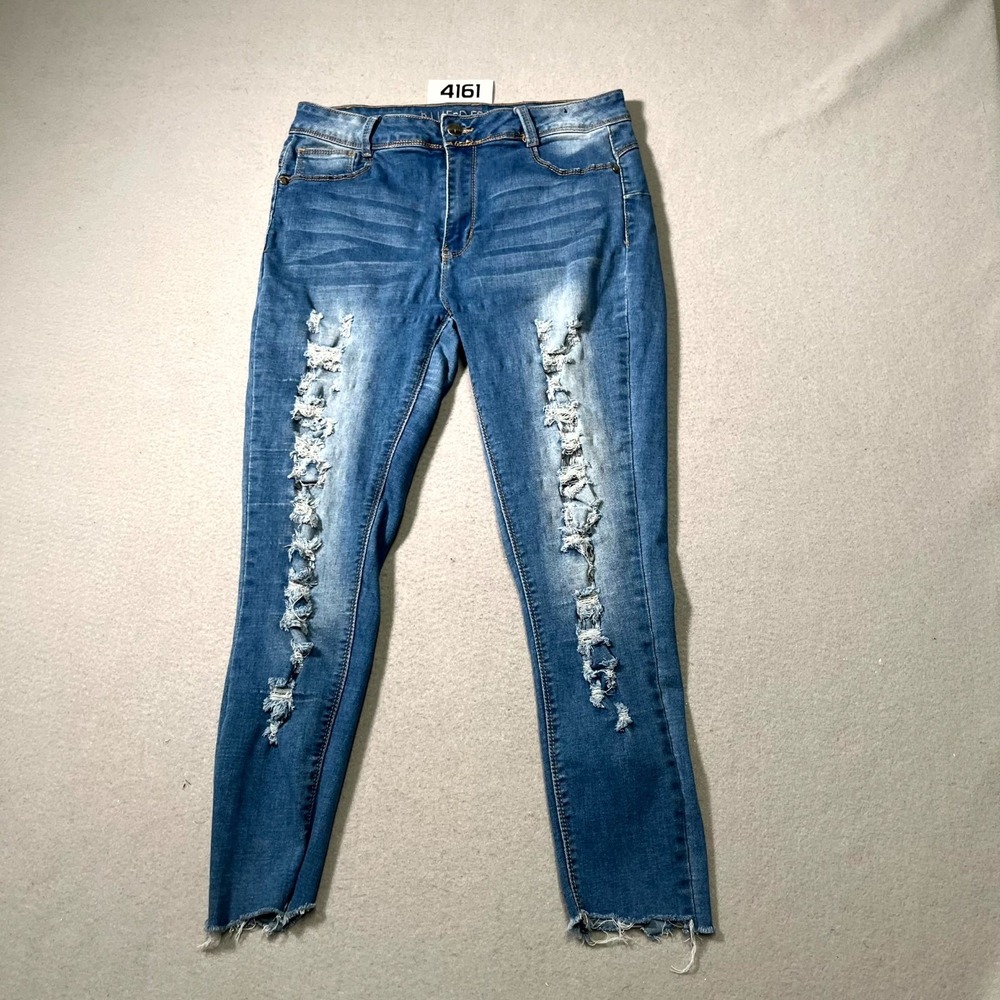 Blue Republic Jeans Womens 17 Denim Stretch Distressed Frayed Hem Skinny Leg‎